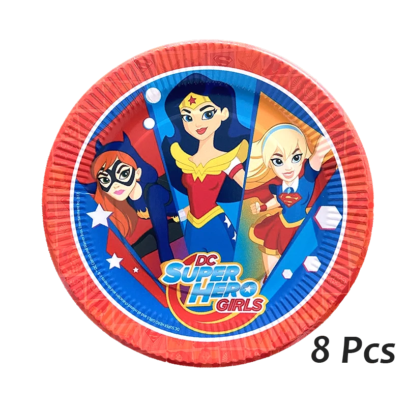 Super Girl Birthday Party Decorations Game DC Hero High Superhero Theme Supplys Banner Cups for Kids