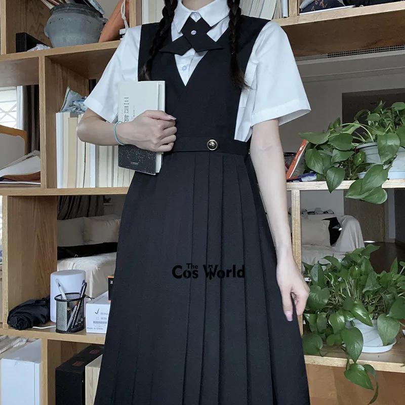 Menina japonesa feminina sem mangas pinafore vestido jk uniforme da escola secundária classe estudantes panos