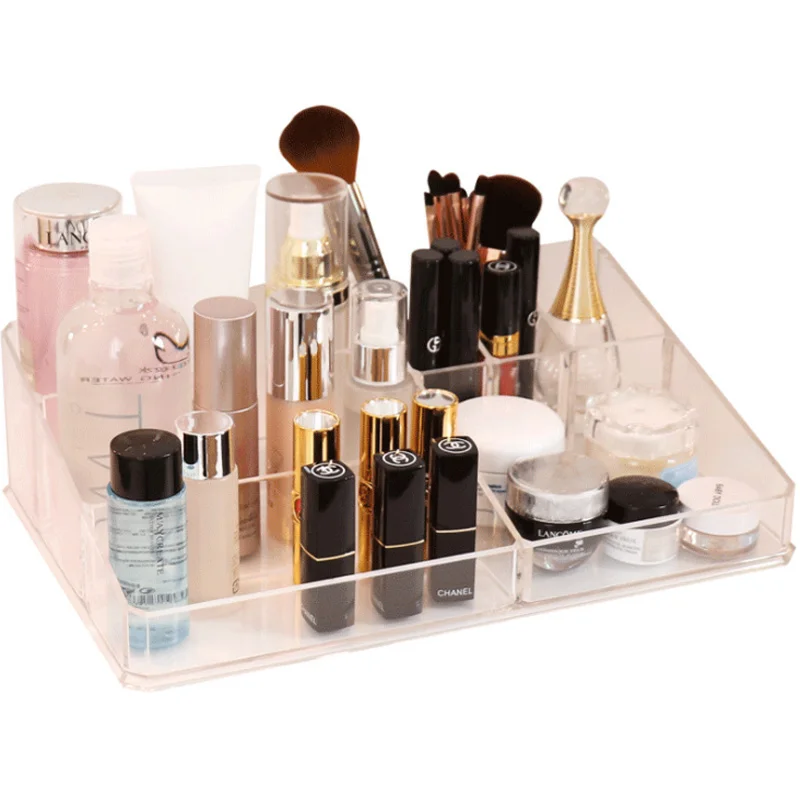 Caja de almacenamiento de maquillaje transparente, cajón para pintalabios, productos para el cuidado de la piel, caja de belleza, acabado de esmalte de uñas, bandeja de maquillaje de ojos