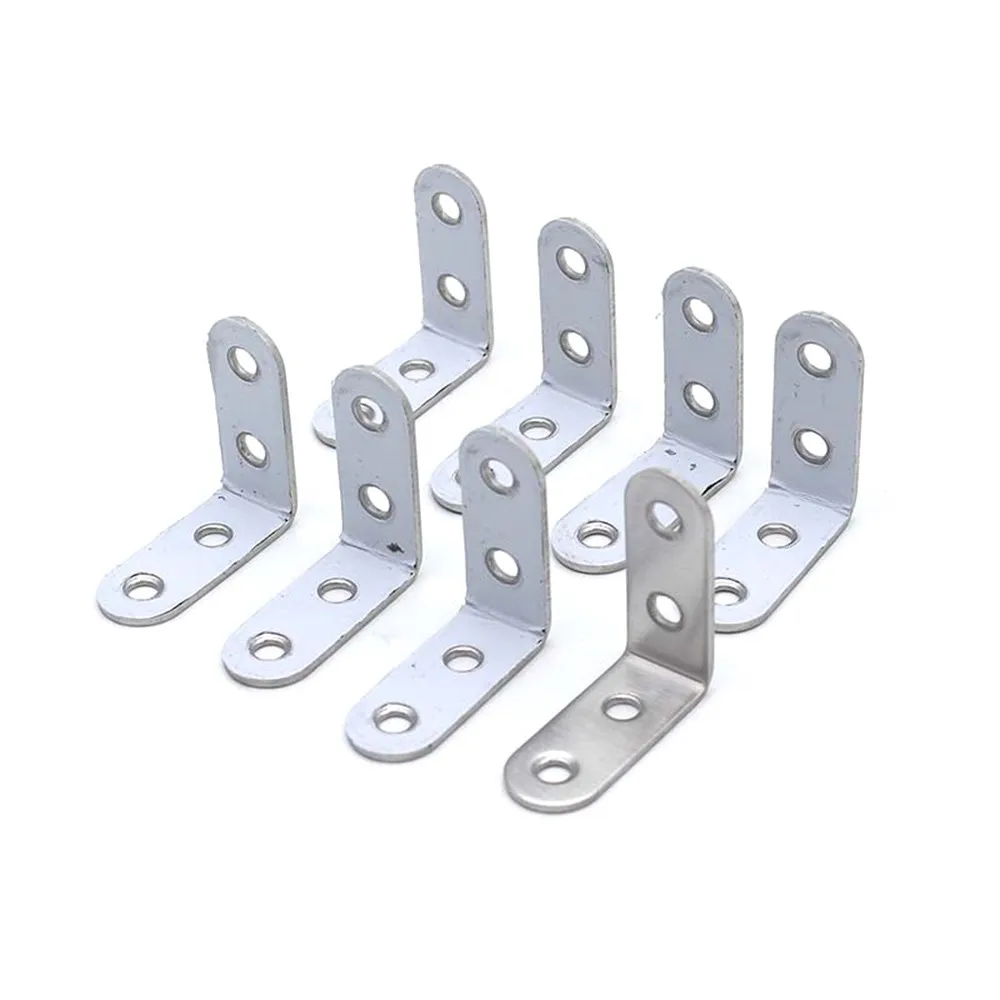 8Pcs Stainless Steel 90 Degree Angle L Shaped Shelf Bracket Corner Brace Joint Right Angle Bracket Fastener with Screws