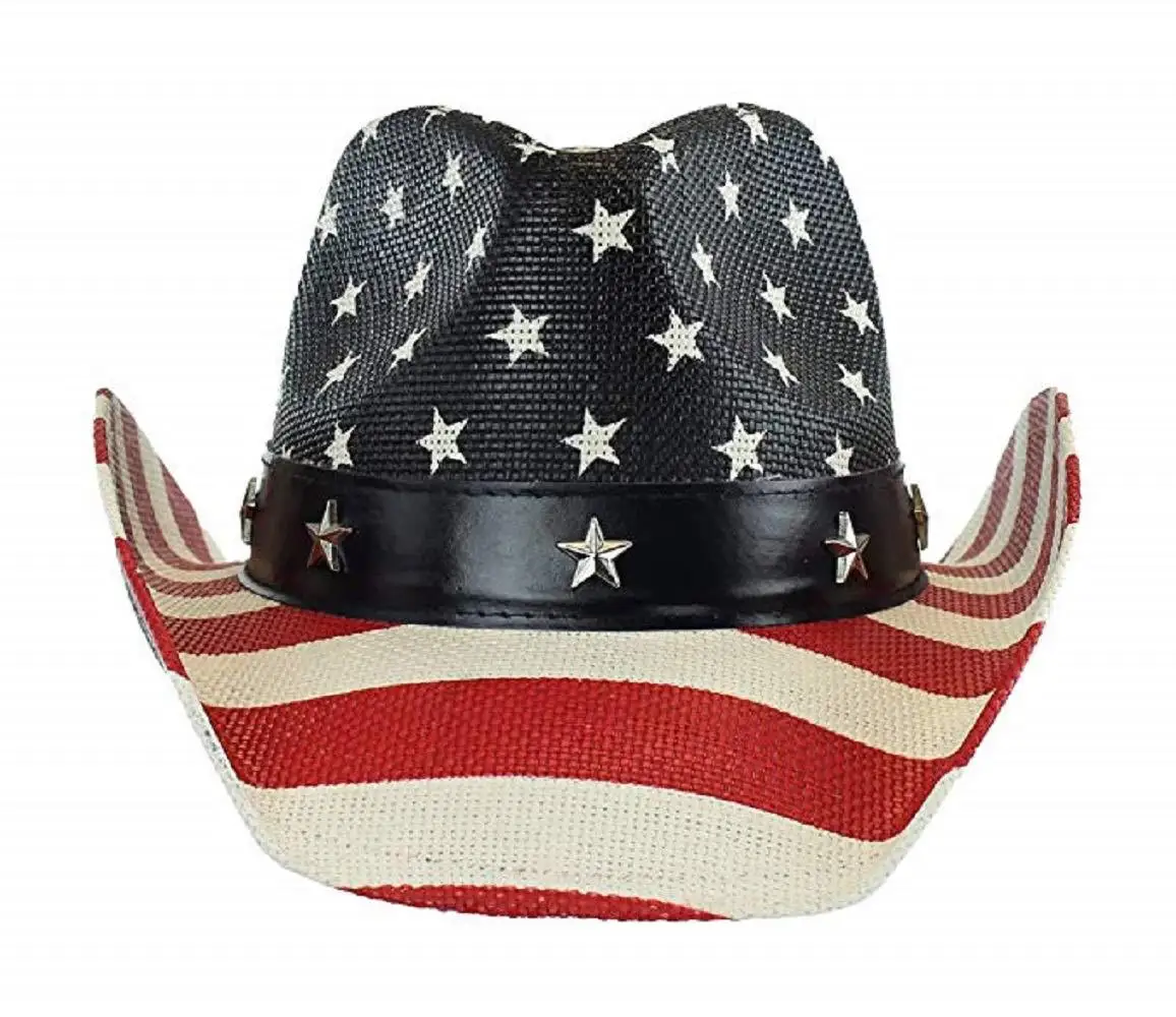 2021 new cowboy hat American flag retro curling hat western cowboy hat outdoor riding hat travel sports hat