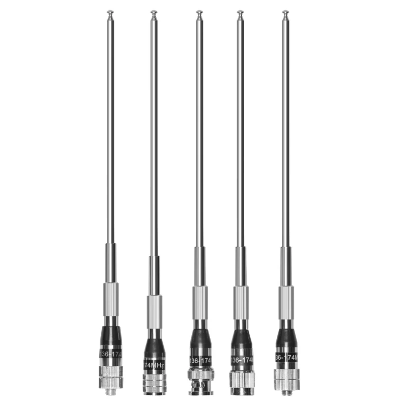 3107 VHF 136-174Mhz Walkie Talkie Antenna Metal Telescopic Antenna High Gain Mast Connector For Two Way Radio BNC/SMA Aerial