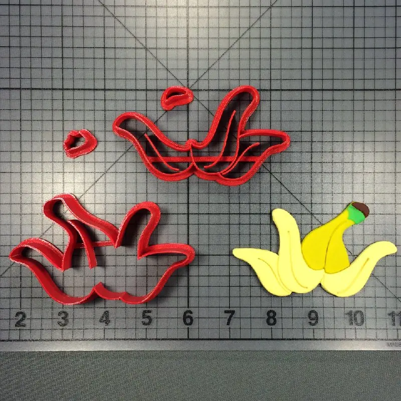 Fruit banana peel bunch silhouette shape kids play dough food contact fondant cookie cutters cake cupcake decorating