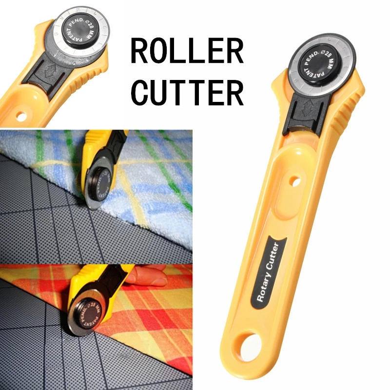 ผู้ใหญ่สีเหลือง Roller CUTTER ใบมีดวงกลมผ้าตัดเครื่องตัดสแตนเลส 28 มม.Quilting เครื่องมืออุปกรณ์