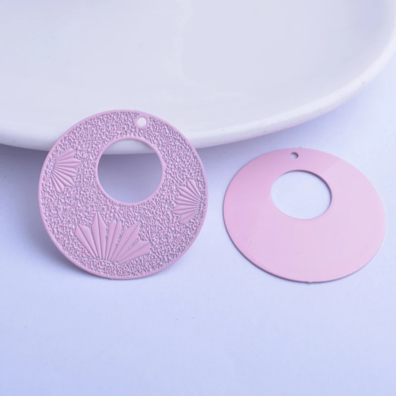 30 Stück AB6388 35mm Messing Roségold plattierte runde Blumenanhänger Schwarz Anhänger – Detail 3