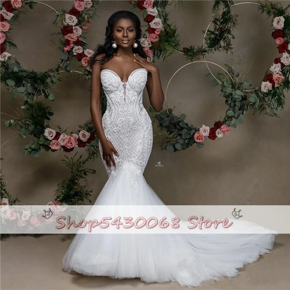 KapokDressy African Sweetheart Mermaid abiti da sposa 2023 i più nuovi abiti da sposa con perline di pizzo senza spalline Applique abiti da sposa