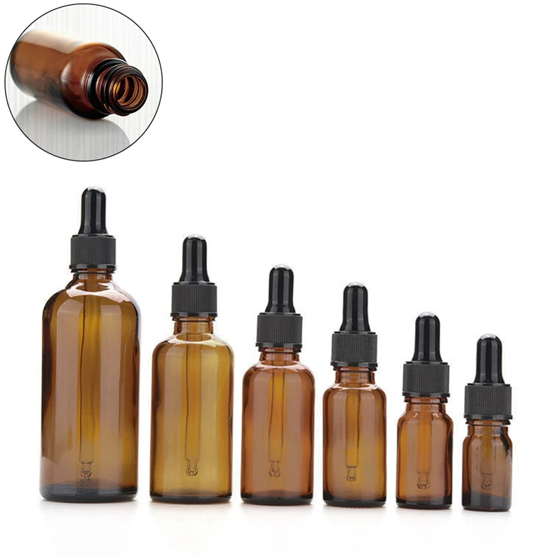 5-100ml Portable Amber Glass Essential Oil Spray Bottles Mist Sprayer Container Travel Refillable Bottle Transparent Brown