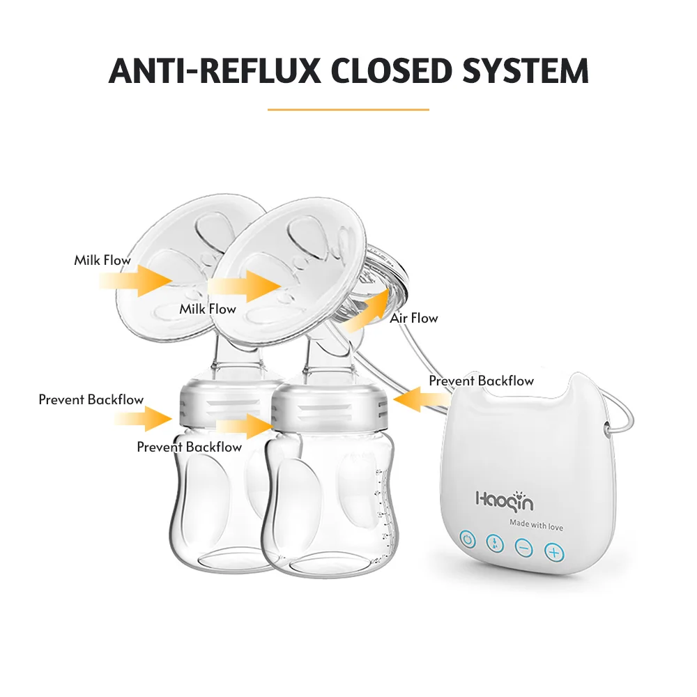 YOUHA Electric Breast Pump Automatic Hans-free Double Breast Pumps Silicone Bilateral Breast Pump Baby Breastfeeding Accessories