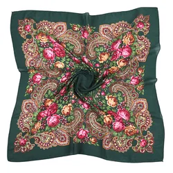 New National Russian Scarf Retro Floral Print Headband Women's Square Bandana Female Head Wraps Russia Handkerchief Shawls