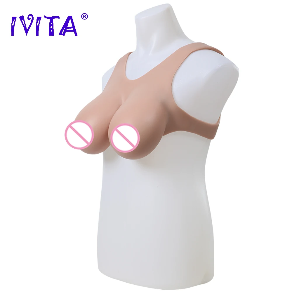 IVITA High Quality Realistic Silicone Breast Form Fake Boobs E Cup Enhancer for Crossdresser Transgender Drag Queen Shemale Gift