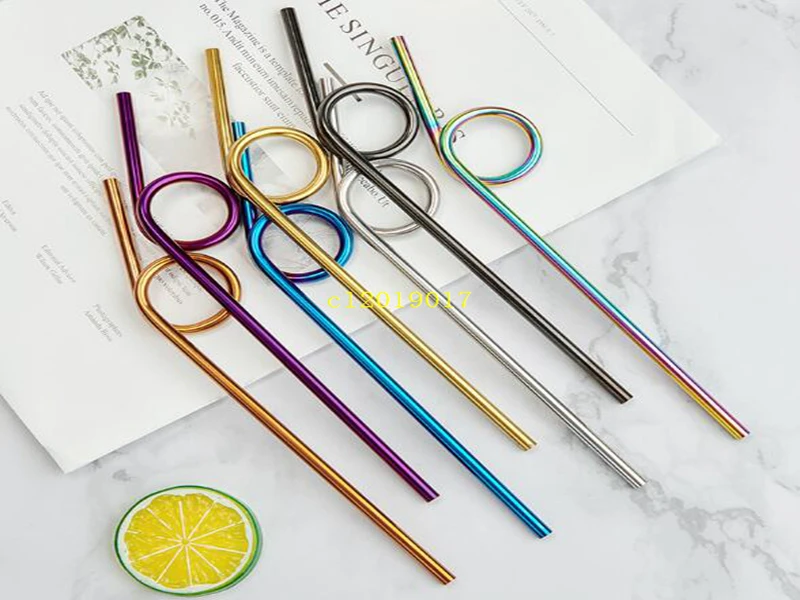 

230*6mm 304 stainless steel creative straw color metal beverage coffee milk tea straw