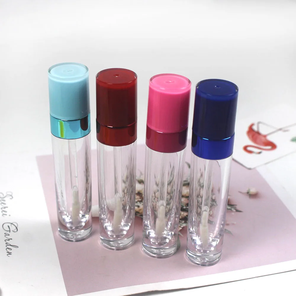 

8ml Transparent Plastic Thickened Lip Gloss Tube Empty Cosmetic Container Sapphine Blue Light Blue Electroplating Middle Ring