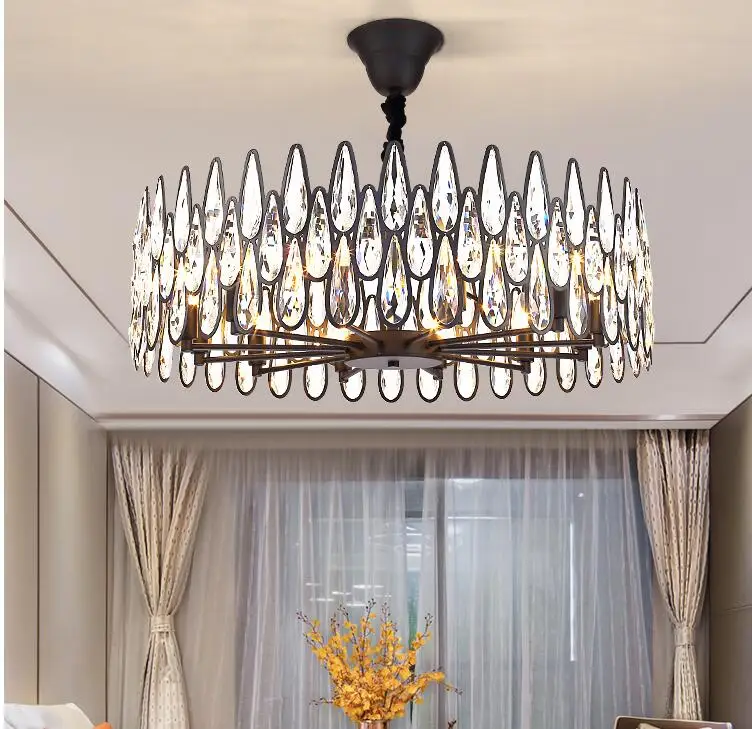 Postmodern light luxury crystal living room chandelier modern simple bedroom dining room lamp personalized family set LED lamps