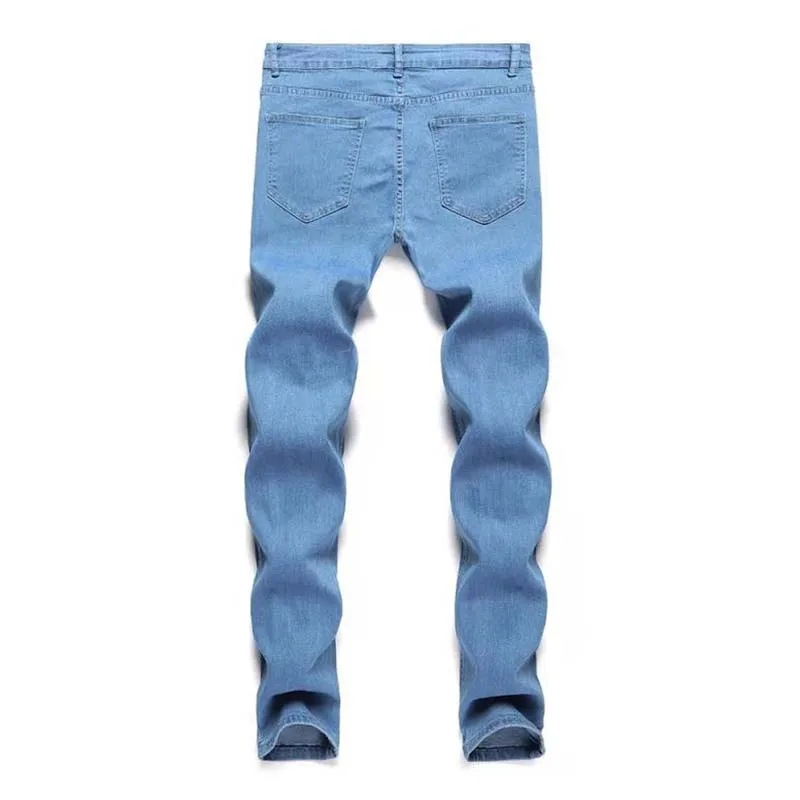 Blue Mens Jeans Skinny Pencil Pants Popular Scratch Stretch Men Jeans Fashion Autumn Street Hip hop Denim Trousers Clothes Male