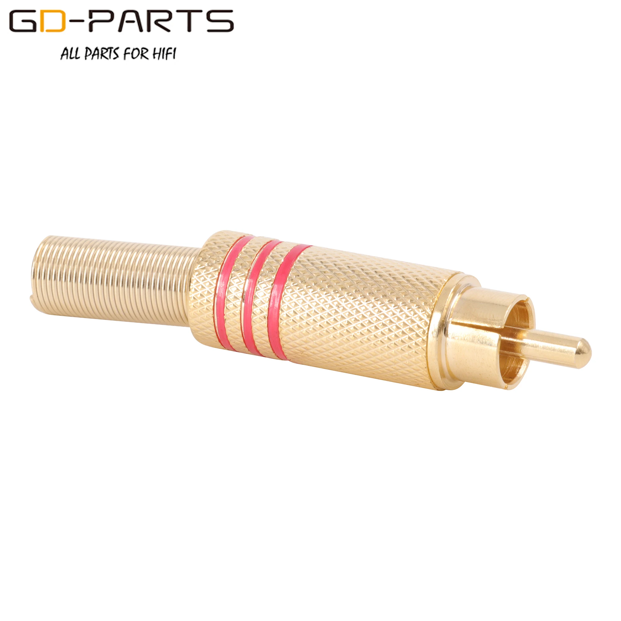 Gold Plated Brass Male RCA Coaxial Plug Terminal Connector With Metal Spring Shield For Hifi DIY Audio Video TV Subwoofer Cable