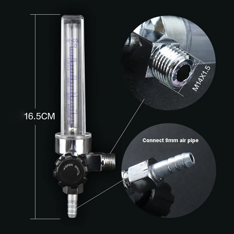 بارب-مقياس تدفق الأرجون 1/4PT ، 0.15 ميجا باسكال M14 * 1.5 ، منظم غاز الأرجون AR/CO2 ، لحام ، مقياس اللحام Mig ، قطعة واحدة