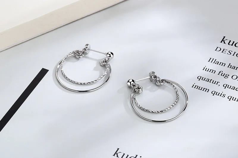925 Sterling Silver Circle Piercing Hoop Earrings For Women Girls Engagement Trendy Wedding Party Jewelry Pendientes Jlfjdla