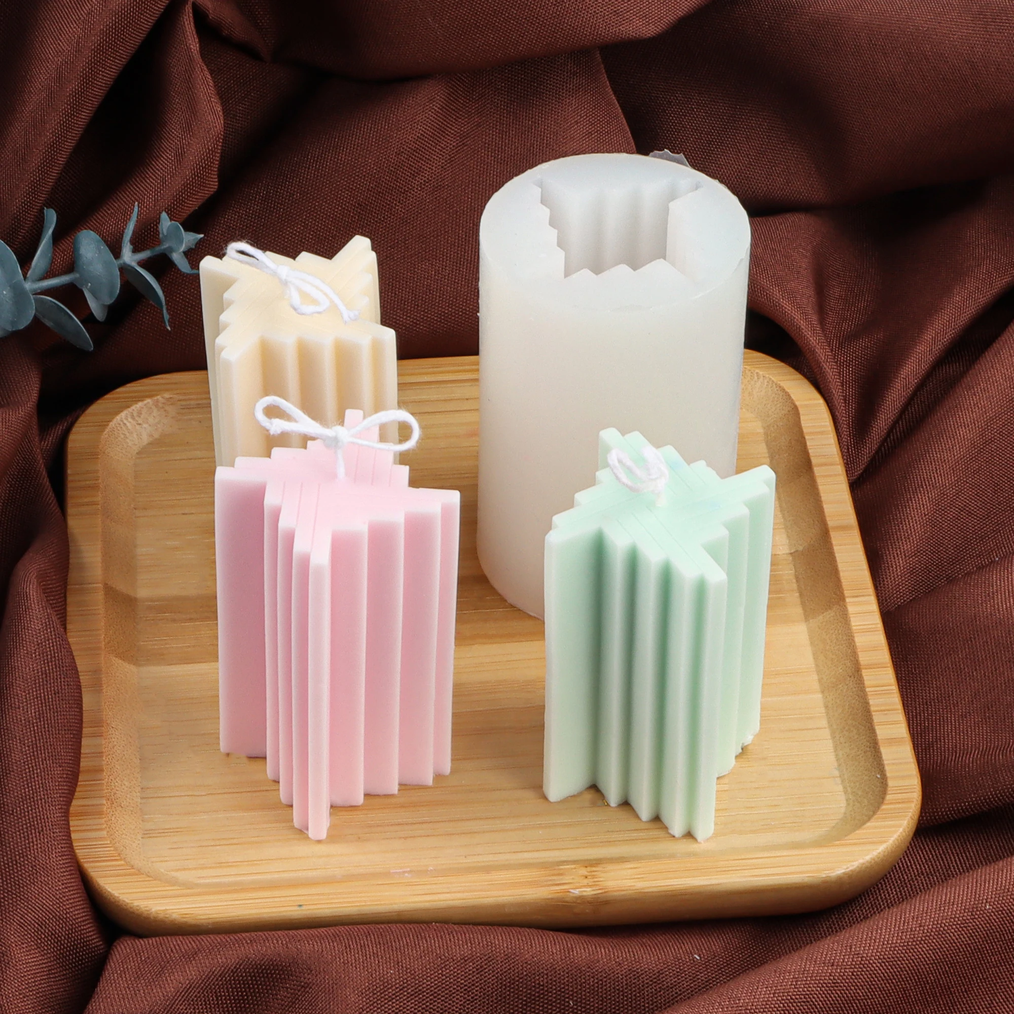 Irregularity Geometric Stairs Candle Silicone Mold Craft Cuboid Step Windmill For Wedding Decoration Lavender Scented Soap Mould