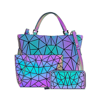 Women Handbags Bag Set Crossbody Bags For Women Luminous  bag Geometric Shoulder Bag Female Purse Handbag Tote Holographic