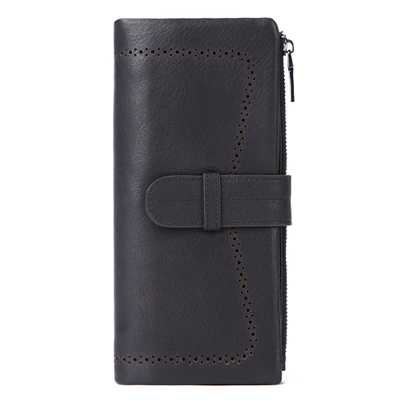 

RFID First Layer Cowhide Wallet Ladies Long Zipper Genuine Leather Wallet Wallet Large Capacity Clutch
