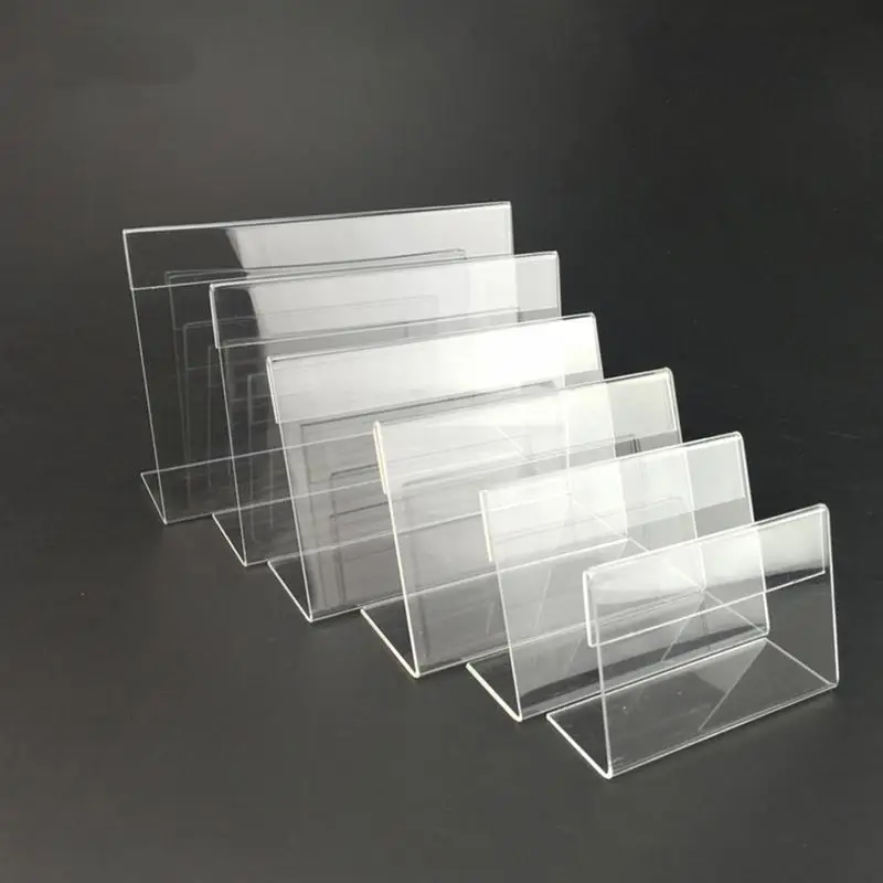 30Pcs 6x4cm Acrylic Shelf Label Holder Price Tags Premium Plastic Transparent Price Tag With Price Card L-Type Price Tag