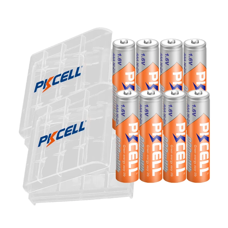 

8PC PKCELL AAA Ni-Zn Rechargeable batteries NIZN 900mWh 1.6V AAA Battery With 2PC Battery Box for AA AAA battery toys camera