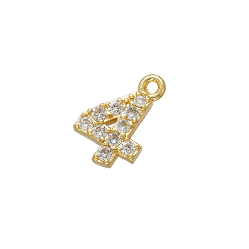 ZHUKOU 5x10mm Gold color flat ring Arabic number Pendant/number charms for women necklace earring jewelry accessories modelVD706
