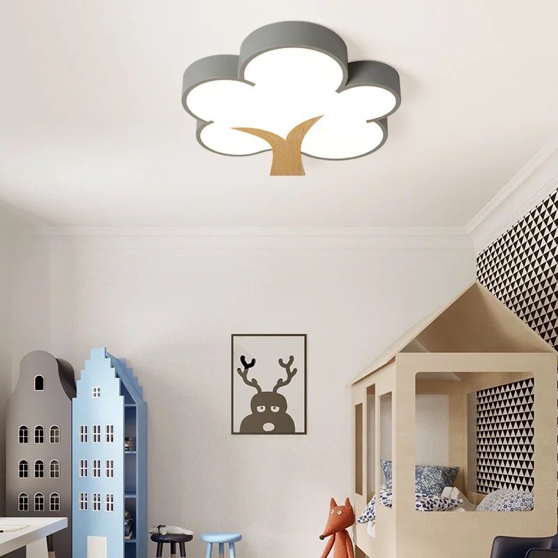 Nordic Macaron Children’s Room Ceiling Lamp Modern Simple Eye Protection Study Lamp Creative Warm Cloud Bear Cartoon Lighting