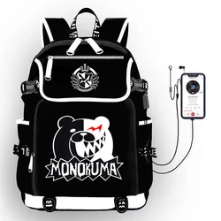 Anime Danganronpa USB Port Backpack Bag Kids School Book Students Outdoor Shoulder Bag Rucksack Laptop Computer Mochila