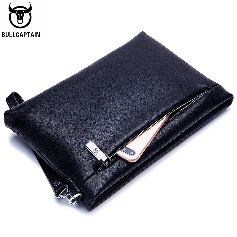 BULLCAPTAIN Brand Men\'s Wallet Clutch Bag Leather Men\'s Handbag Leather Fashion Men\'s Casual Bag Designer Ipad Handbag Suitable