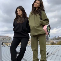 Hot Sale Europe and the United States Spring and Autumn New Fashion Big Pocket Solid Color Sweater Leisure Two-piece Set - Image 2