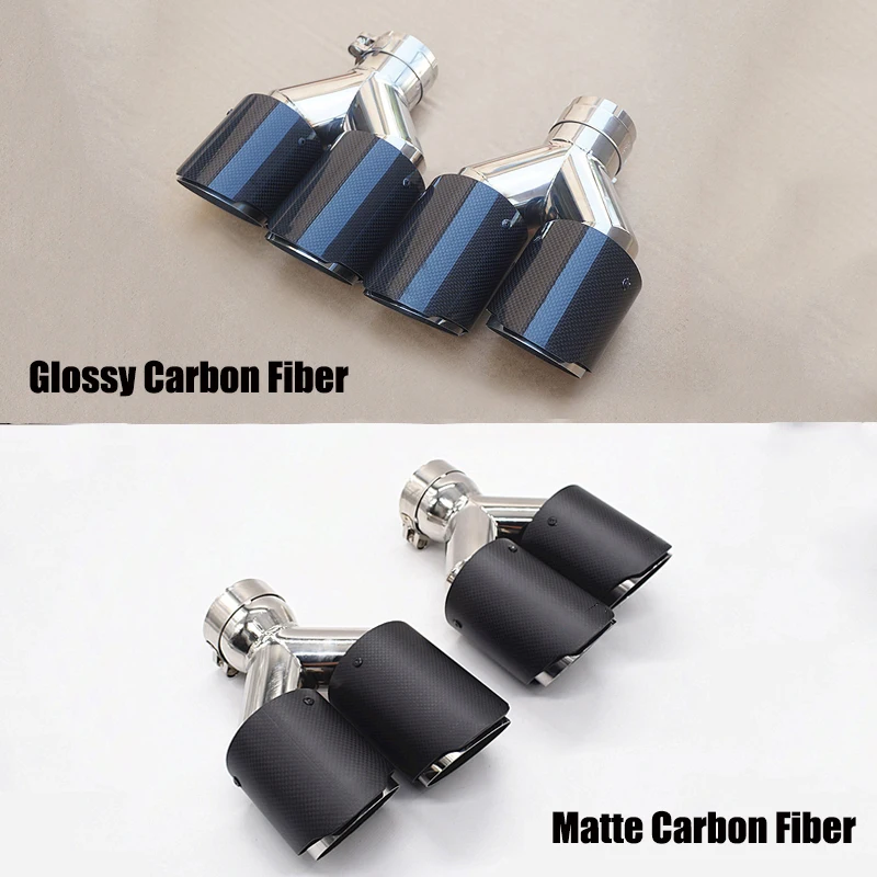 

63mm Inlet Car Exhaust Tips Real Carbon Fiber Muffler Dual-outlet End Pipe Modified Rear Pipe 2.48inch 2pcs