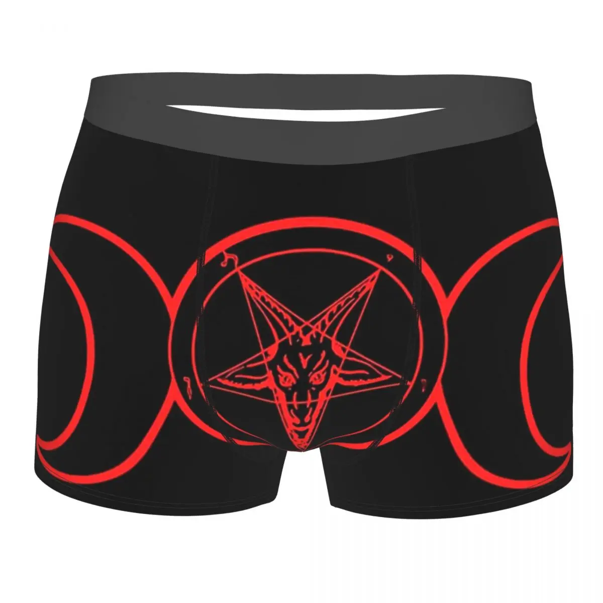 Baphomet-Culotte triple lune celtique Wiccan satanique Pprédéterminée, sous-vêtement masculin ventilé, caleçon de l\'église de Satan Vibasine