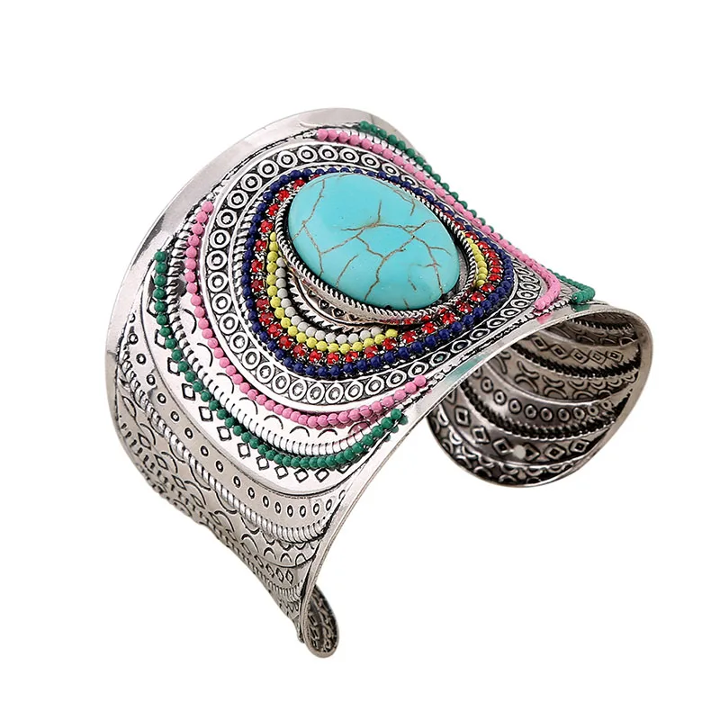 Vintage Gypsy Elephant Tortoise fish Flower Metal Tibetan Retro Fashion Cuff Bracelet Bangle For Her Christmas Gift