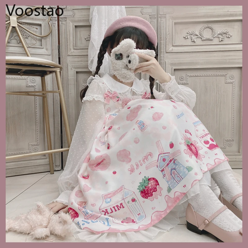 Robe Japonaise Sweet Lolita JSK pour Adolescentes, PoinRobe à Bretelles Imprimée Harvey, Vêtements Chic Kawaii, Costumes de Cosplay de Princesse pour Femmes