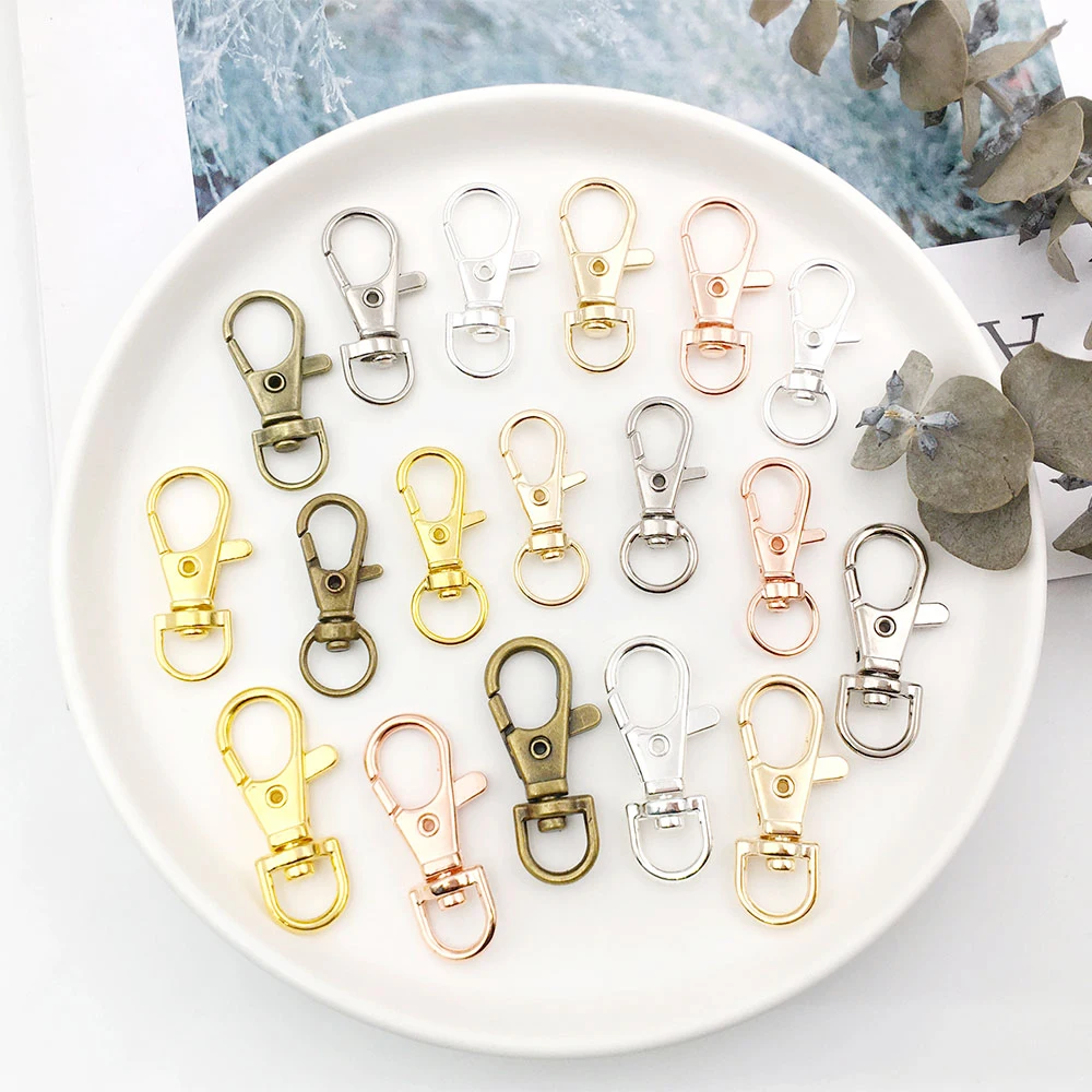 10pcs/lot 6 Colors Classic Zinc Alloy Gold Plated Lobster Clasp Hooks for DIY Keychain Necklace Bracelet Jewelry Making Findings