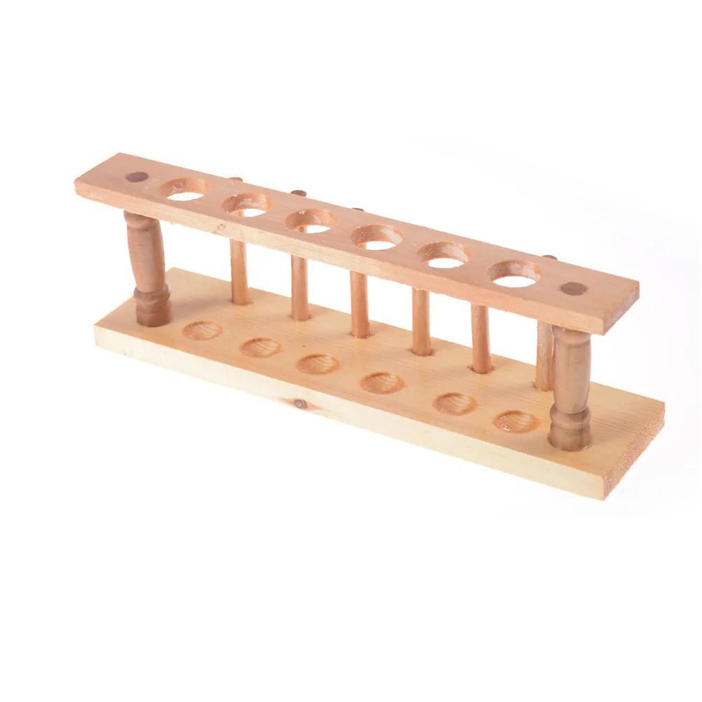 Laboratory Test tube Stand Shelf Lab School Supply New 6 Holes and 6 Pins Wooden Test Tube Rack Holder Support Burette Stand