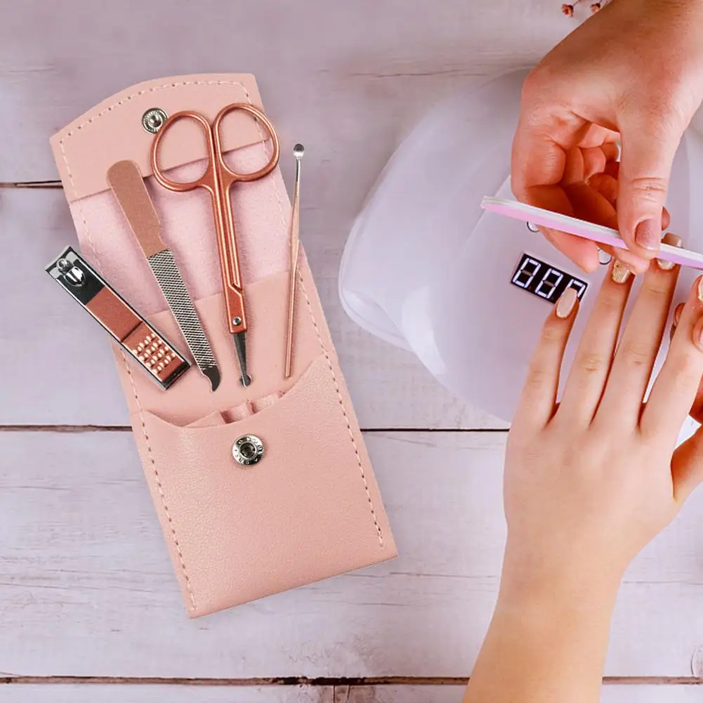 Reizen Mini Manicure Set Nagelknipper Set 16 In 1 Rvs Pedicure Care Grooming Kit Met Case Roze Voor mannen Man Bo