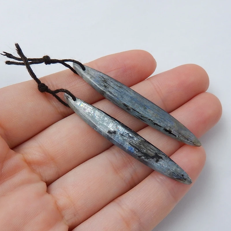 Natural Stone Blue Kyanite Earrings Beads,Semiprecious Fashion Jewelry Accessories For Women 51x7x4mm 7.1g