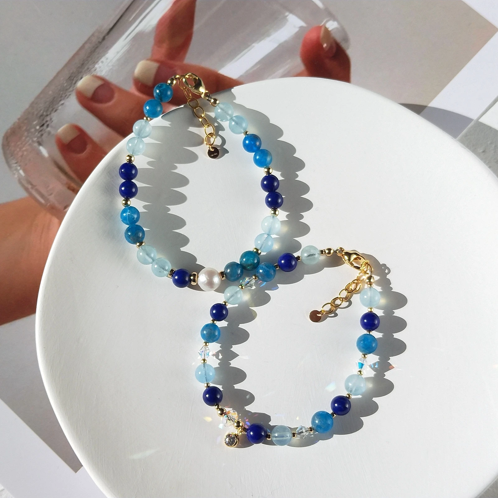 Lii Ji Gold Jewelry Natural Gemstone Aquamarine Moonstone Amethyst Etc.14K Gold Filled 6mm Stone Handmade Jewelry For Women Gift