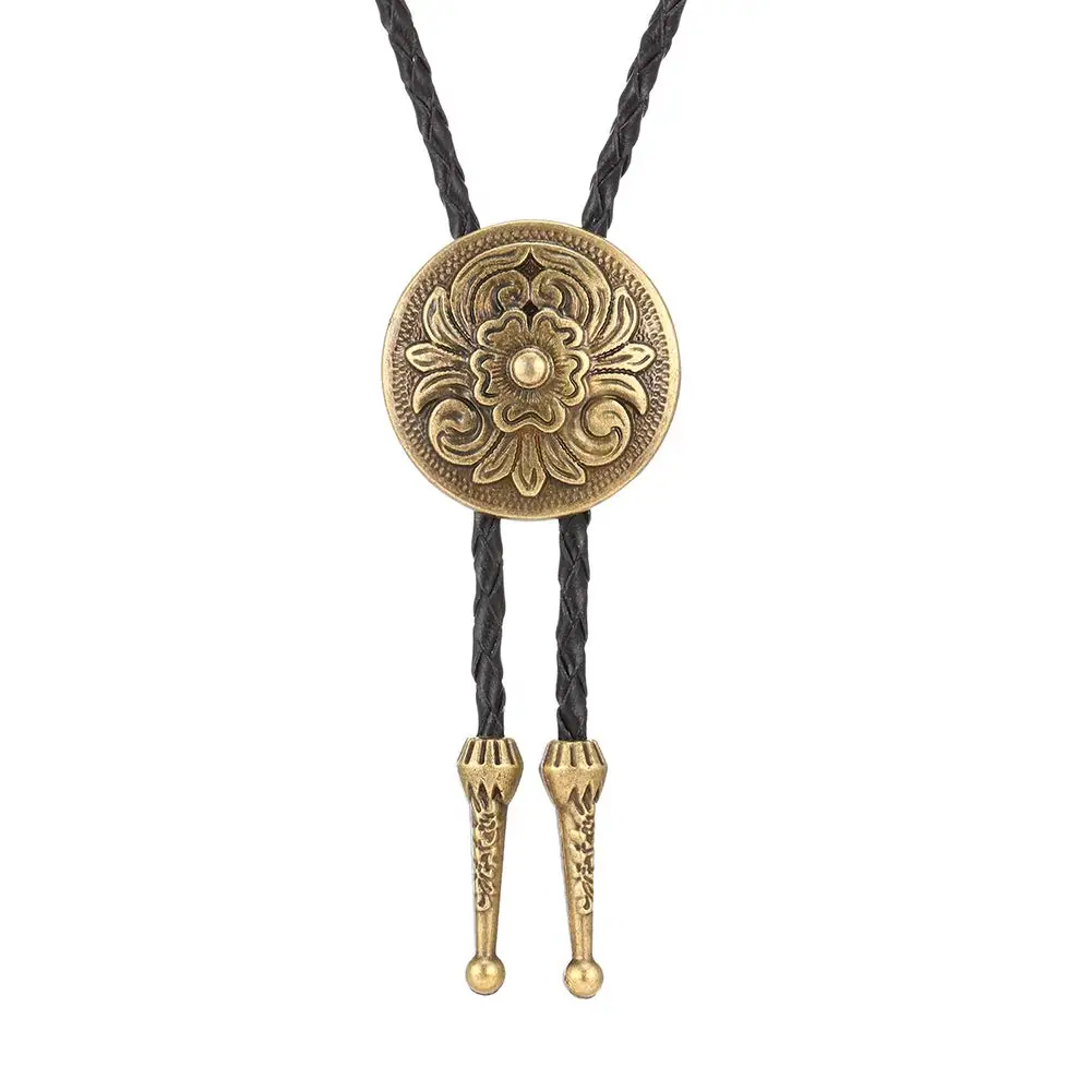 Copper and Silver Round flower bolo tie for man handmakde  Indian cowboy western cowgirl  zinc alloy necktie