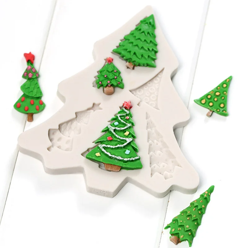 Silicone Resin Mold Christmas Tree Shape For DIY Cake Chocolate Dessert Candy Fondant Moulds Baking Decoration Tool Accessories