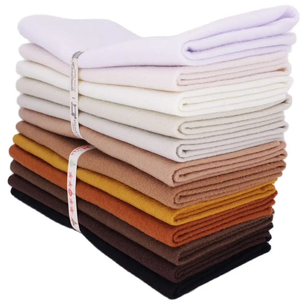 Polyester Non-Woven Felt Fabric DIY Sewing Material For Toys Dolls Ornaments Cloth White Black Brown 12 Pcs/Lot 25cmx28cm