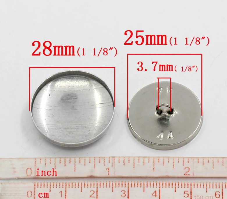 30 Sets Aluminum Tone Shank Wire Back Cover Metal Buttons For Handmade Findings 28x28mm(1 1/8\