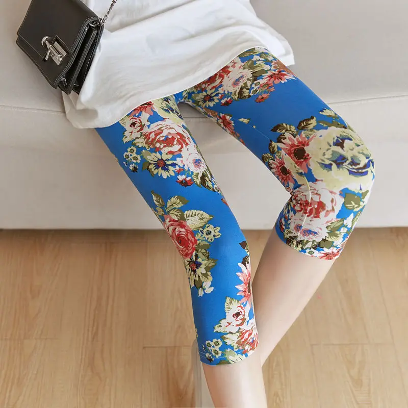 

VIIANLES Floral Printed Leggings Women Skinny Fashion Flower Pants Fitness Leggins White Running Capris Gym Girl