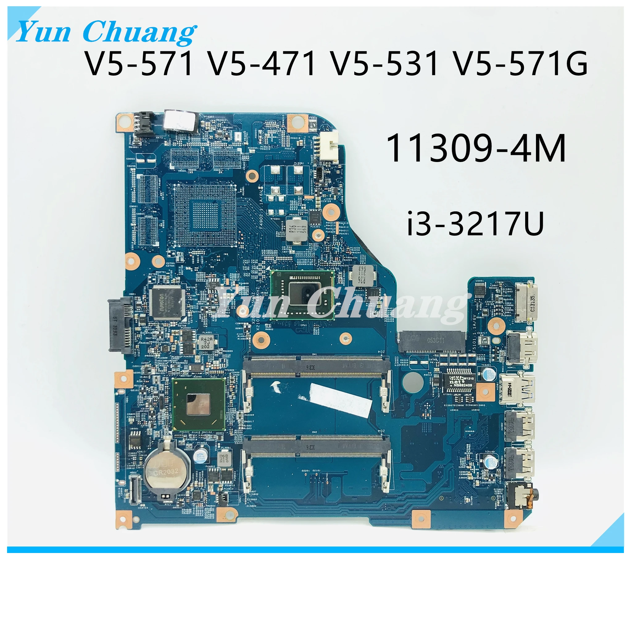 

11309-4M 48.4TU05.04M Mainboard For Acer aspire V5-571P V5-531 V5-471 V5-571 Laptop Motherboard With i3-3217U CPU UMA HM76 DDR3