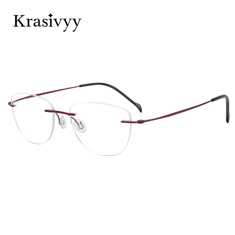 

Krasivyy Rimless Glasses Frame Women Ultralight Screwless Myopia Prescription Eyewear Men Pure Titanium Frameless Eyeglasses