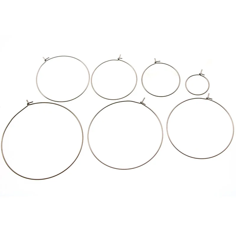 30pcs/lot 15 20 25 30 35 40 50 MM Stainless Steel Round Big Circle Wire Earring Hoops Findings for DIY Earring Jewelry Making