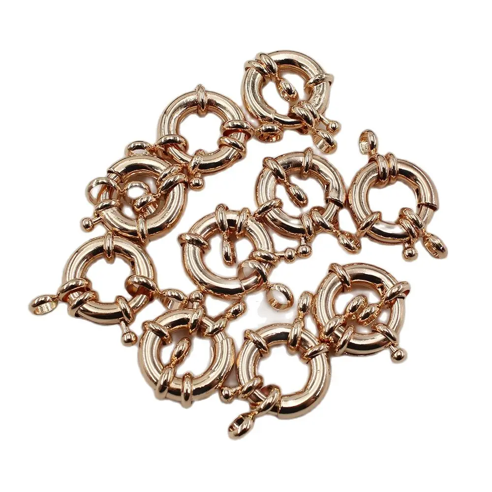 

APDGG 10 Pcs 17MM Moon Circle Copper Yellow Gold Plated Clasps For Pearl Bracelets Necklaces Making DIY Craft Accessories