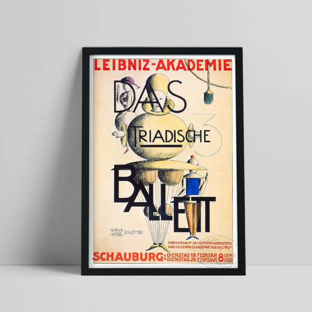 Oskar Schlemmer Bauhaus Poster, 1924 Vintage German Exhibition Print, Constructivism Wall Art, The Triadic Ballet Wall Picture